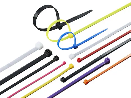 Self-locking nylon cable zip ties in assorted colors